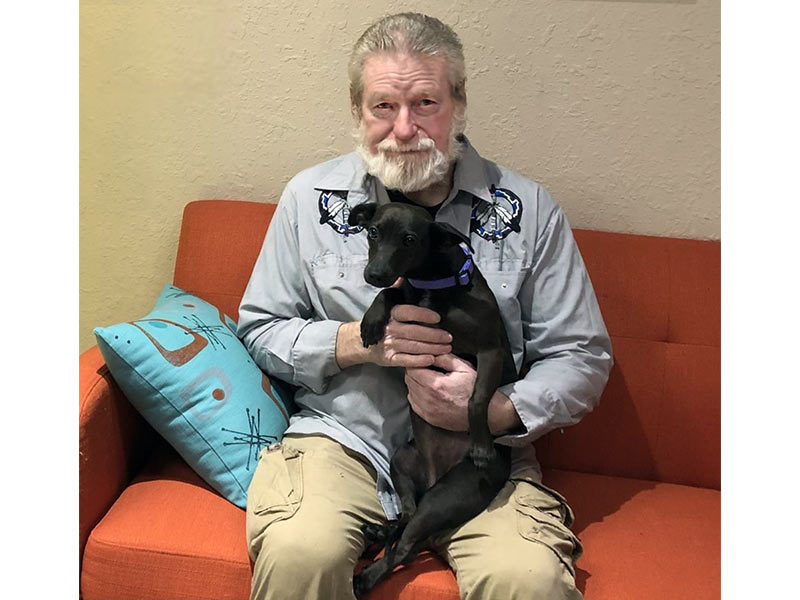 Dolly dog adopted December 2019 through Free Pets For Vets Program