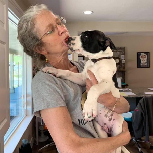 Volunteer Kathleen with Puppy Dexter April 2021